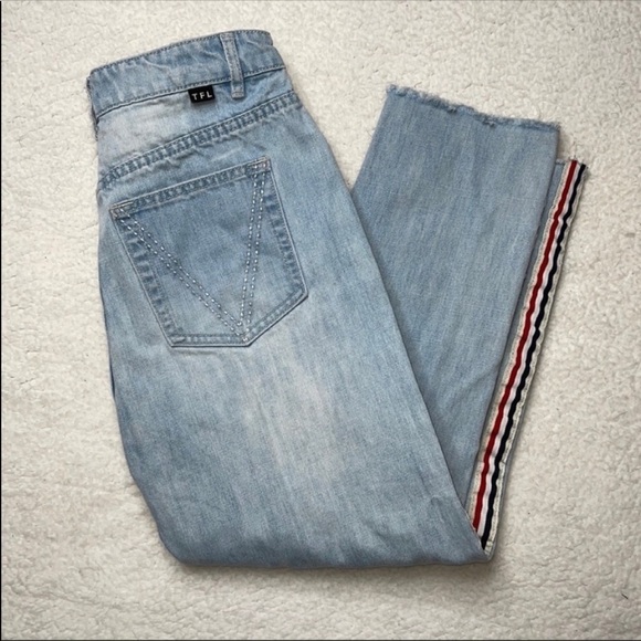 The Fifth Label Denim Jeans Side Stripped High Waist Ankle Cropped Streetwear - Picture 8 of 11